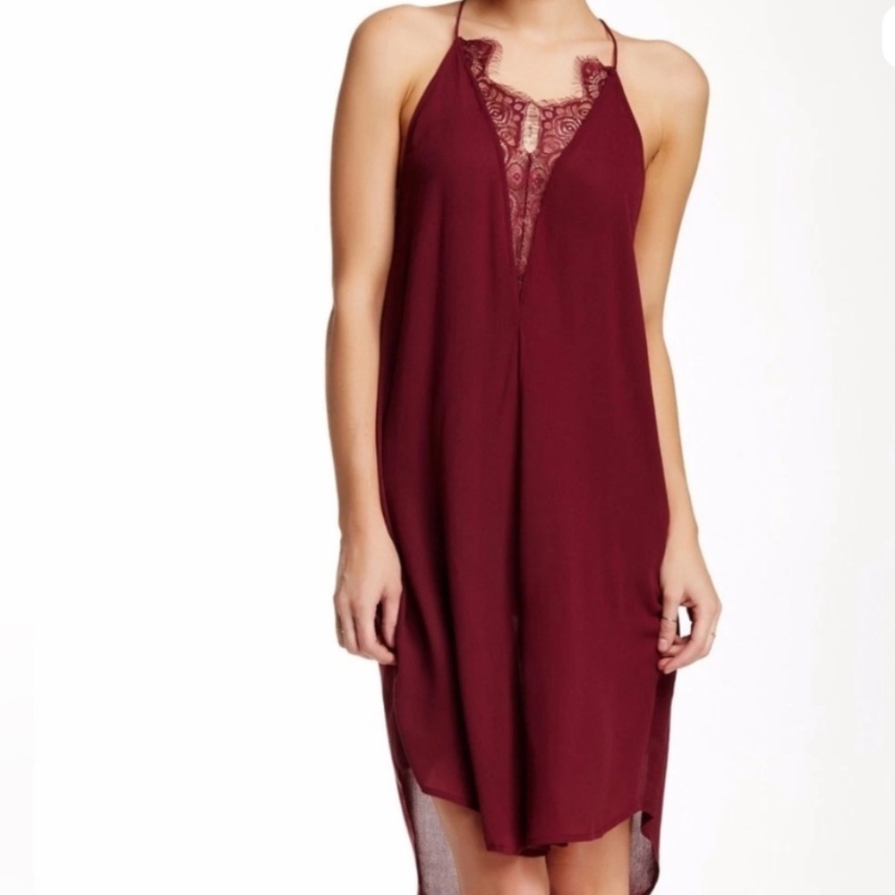 Free people intimately midi slip dress lace Parisian night